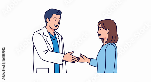 Doctor and Patient Shaking Hands in Consultation.