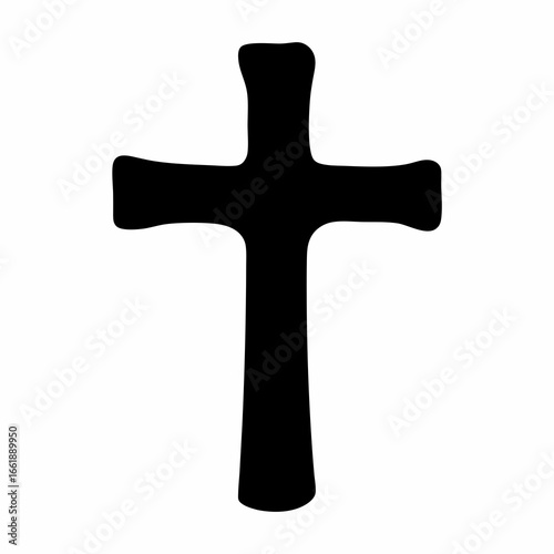 Simple black and white cross is a symbol of Christianity faith