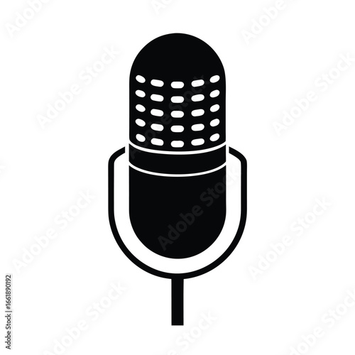 condenser microphone with thin stem and large head vector silhouette