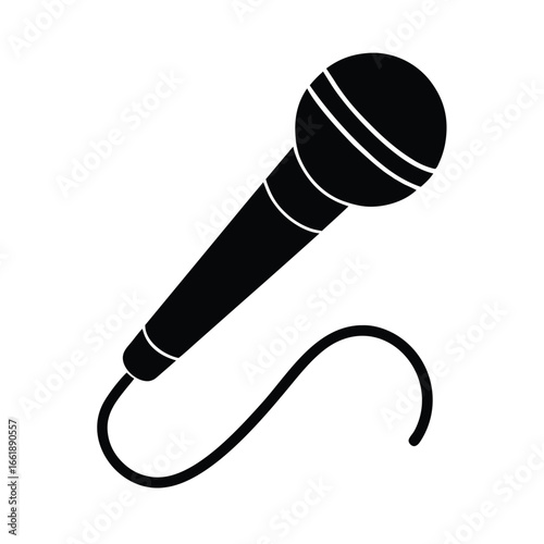 handheld microphone with cable vector silhouette