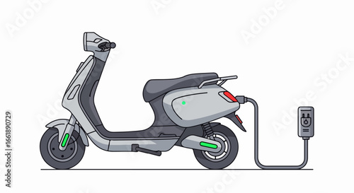 Modern Electric Scooter Charging Station Illustration.
