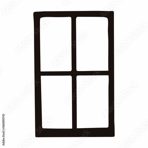 Stylized window frame with four panes and a dark border illustration