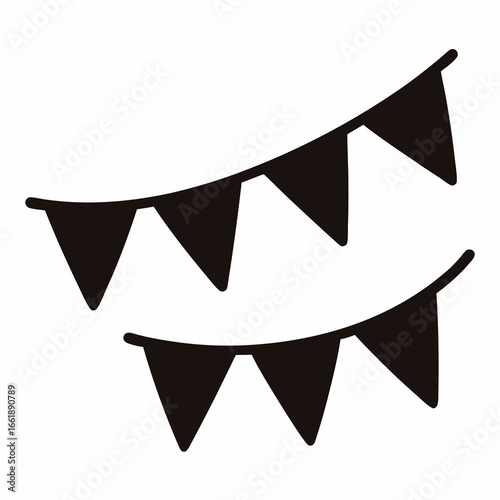 Black and white minimalist party bunting banner decoration illustration art