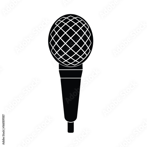 microphone for audio recording and broadcasting vector silhouette