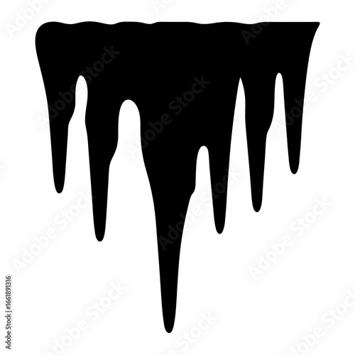 Black abstract dripping graphic element creates a sense of foreboding and suspense