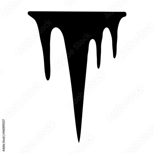Abstract Black Silhouette of a Dripping, Melting Shape with Varying Lengths