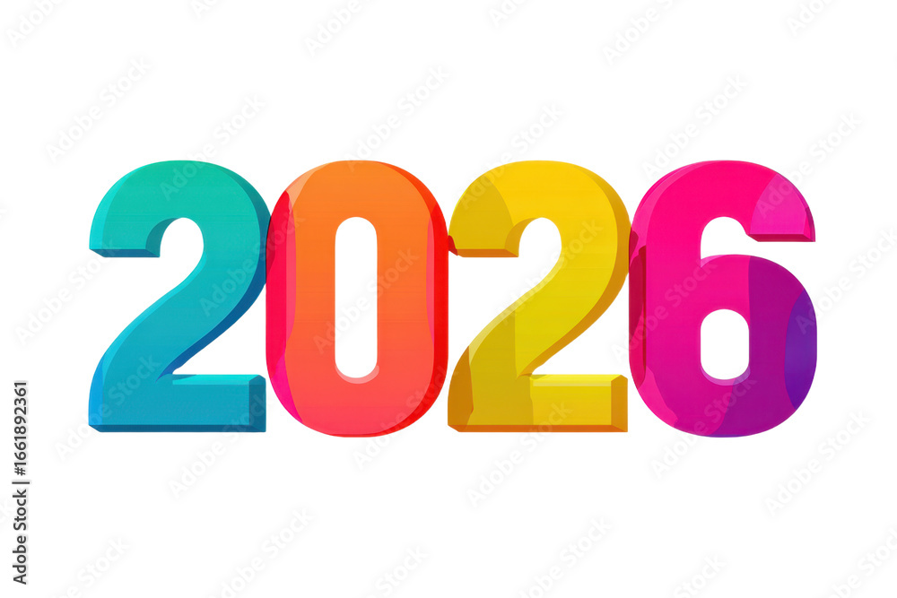 Happy New Year 2026 text design with Colorful Happy New Year 2026 text design with Colorful