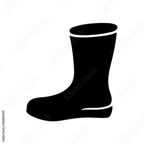 Black silhouette of a rubber boot perfect for gardening and outdoor work
