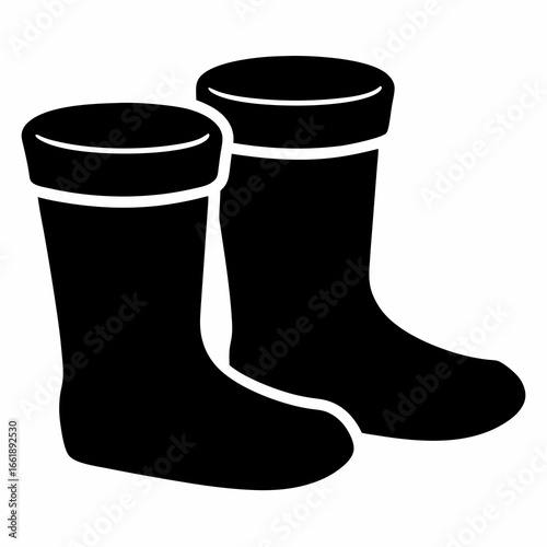Pair of dark solid rain boots or galoshes for rainy days
