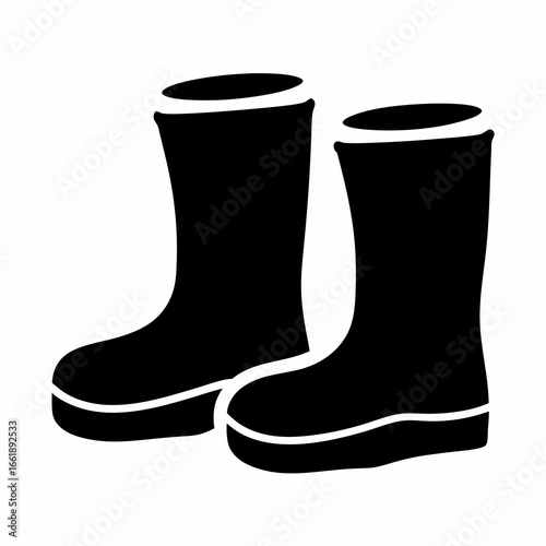 Two Black Rubber Rain Boots for Muddy Days or Gardening Work