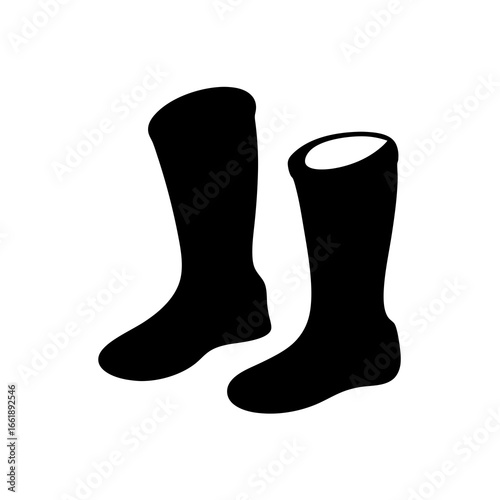 Stylized vector image showing two black boots on a clean white background