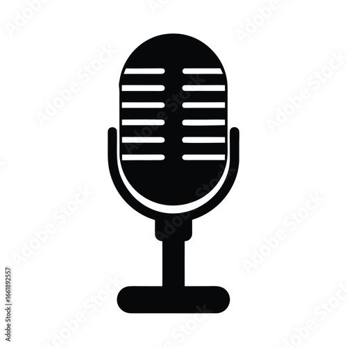 podcast microphone on stand vector silhouette