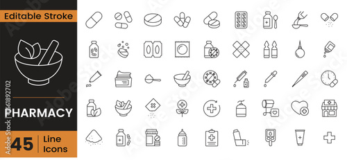 Pharmacy icon set. Vector illustration.