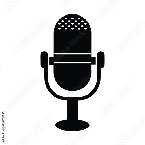 podcast microphone with foam windscreen vector silhouette