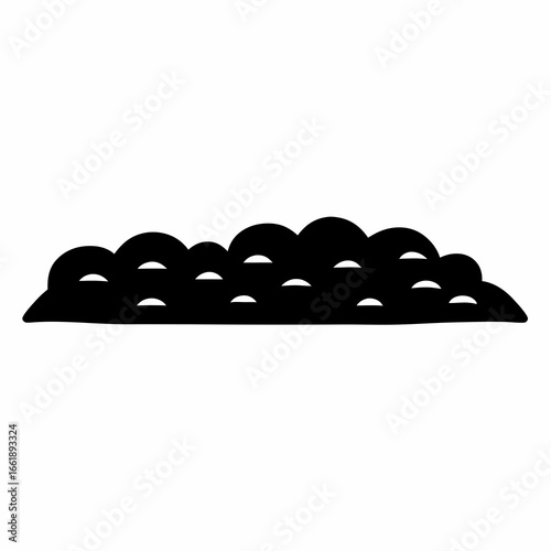 Stylized black and white bush silhouette illustration, artistic rendition of nature