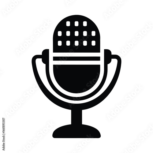 podcast microphone with rounded grille style vector silhouette