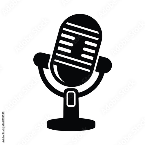 podcast microphone with adjustable arm stand vector silhouette