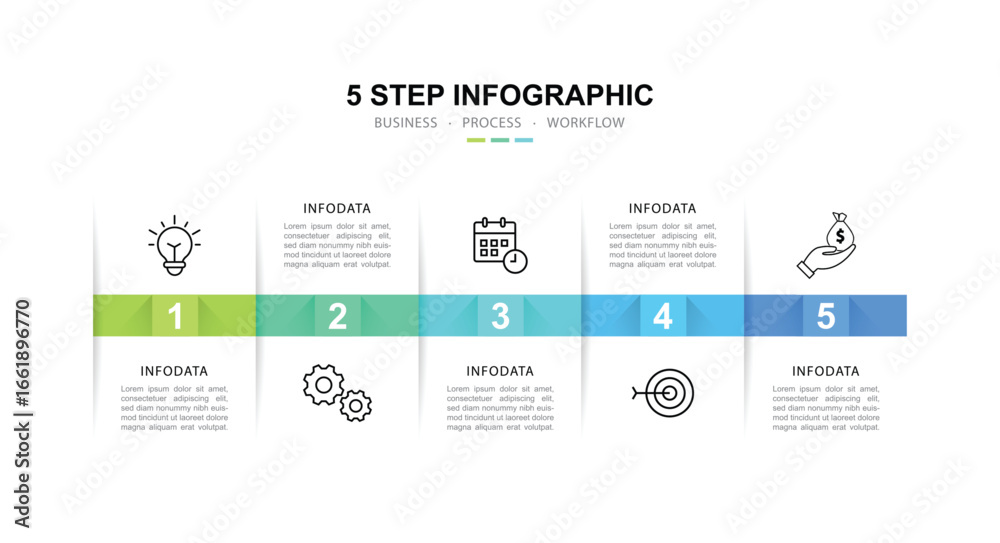 Vector Infographic label design template with icons and 5 options or steps. for your business data. Vector Illustration.
