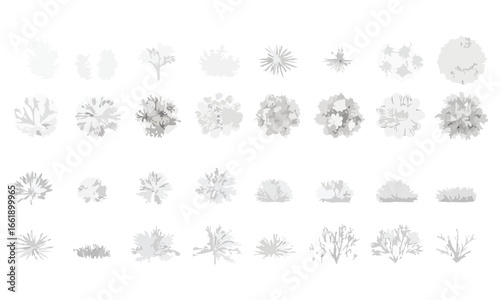 Landscape Vector Borders Grassy Edges, Shrub & Leaf Borders, Tree Silhouettes & Soil Cross-Section Illustration