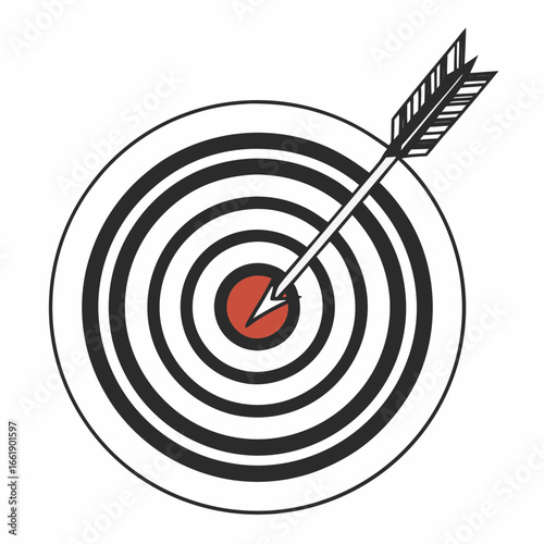 Vector art of target with arrow in the center, representing aim, success, and achieving goals in business