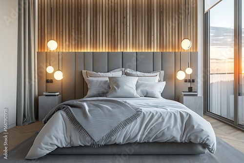 Wallpaper Mural Modern Luxury Home Interior Bedroom Design with Mockup Frame , Wall Poster (3d Render) Torontodigital.ca