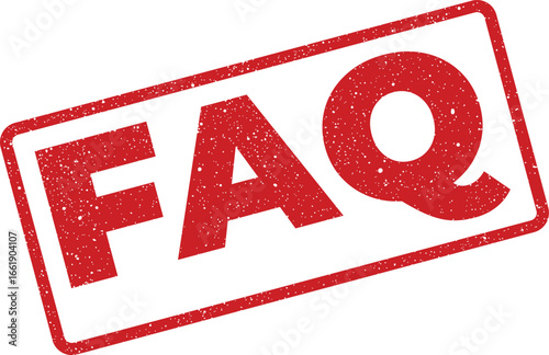 Distressed FAQ rectangular stamp with rounded edges, used for website design, isolated vector