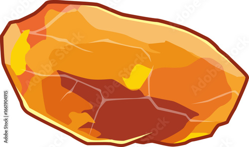 Citrin Heilstein als Illustration mit gelb-bronze Farbton und kristalliner Struktur
