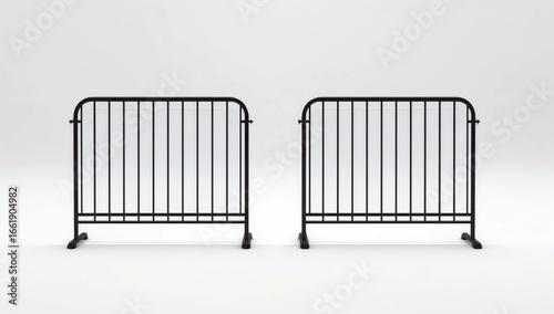 Wallpaper Mural Black round tube cafe barrier, shop barrier and store side sign stand, mock up template on isolated white background, 3d illustration Torontodigital.ca