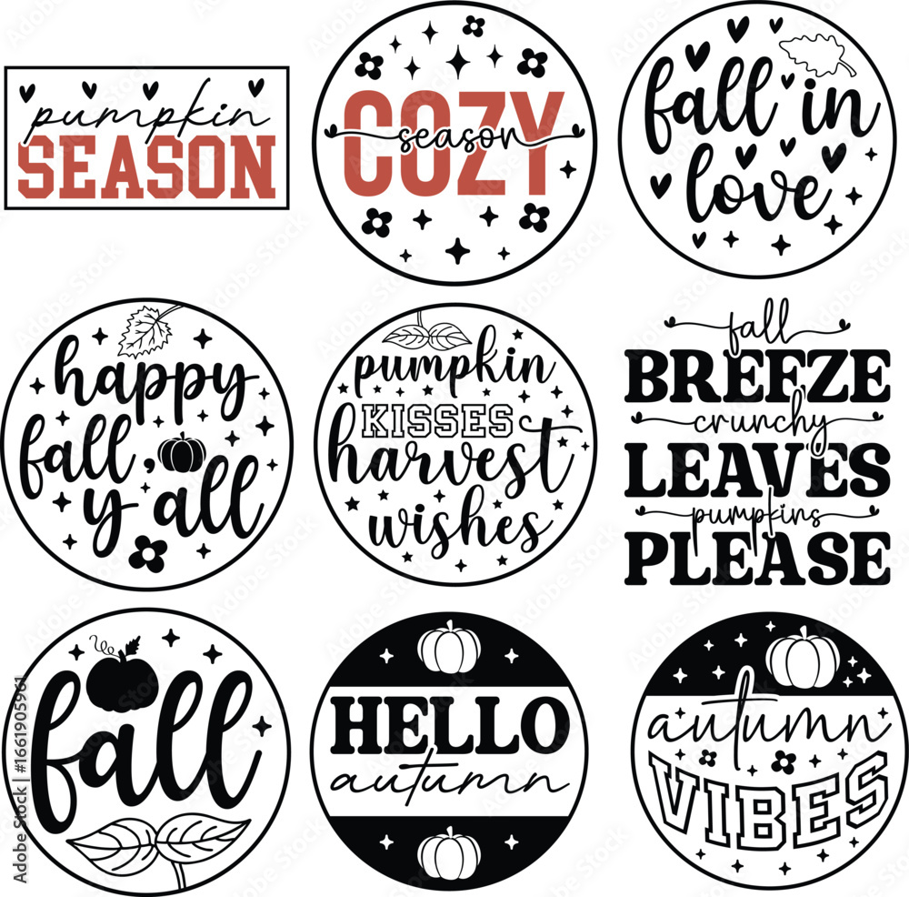 Fototapeta premium fall round sign svg design, fall svg design bundle