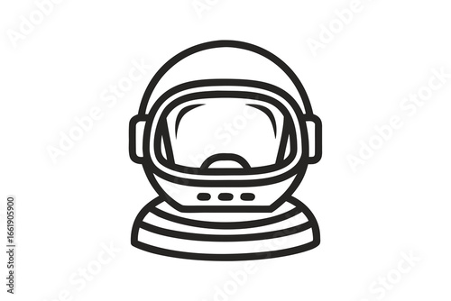 Astronaut Helmet Line Art Isolated Space Helmet Illustration in Black and White Minimalist Style