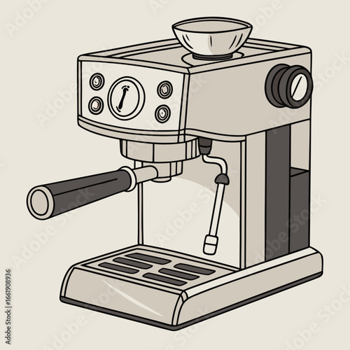 Modern espresso machine with a portafilter and steam wand for making coffee drinks