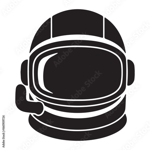 Black and White Astronaut Helmet Illustration Symbolizing Space Exploration and the Future of Space Travel Adventure and Scientific Discovery