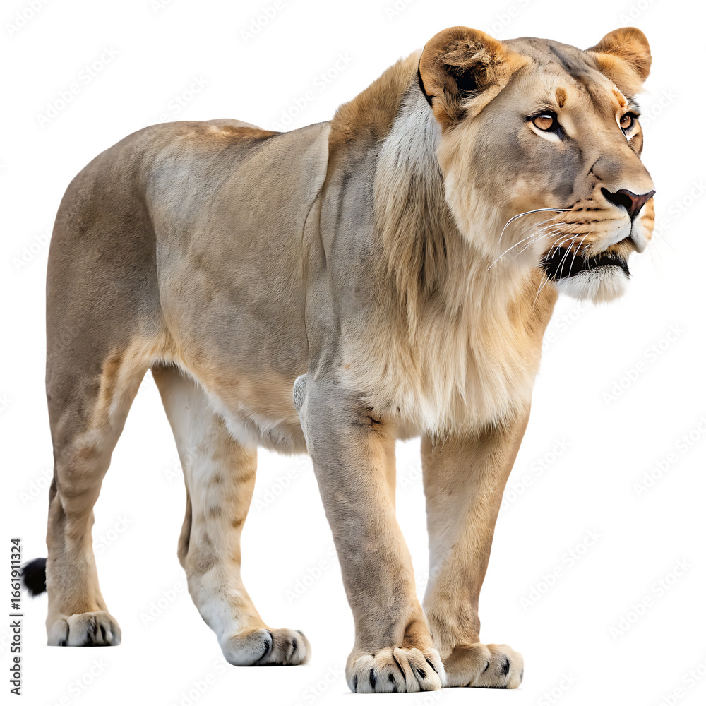 Obraz premium An extinct prehistoric Cave Lion predator isolated on a transparent background png