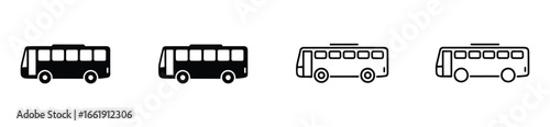 Vector art of diverse bus illustrations, representing public transportation, urban mobility, and commuting options for graphic design and transportation projects