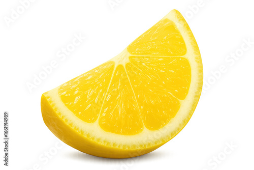 Juicy lemon slice showing its texture on transparent background