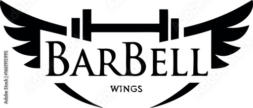 Barbell wings logo in black and white with a barbell and wings illustration
Striking barbell wings logo in black and white, featuring a barbell integrated with wings. perfect for fitness, gym, or we