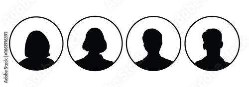 Men and women avatars set. Male and female silhouettes abstract people. User profiles badges. Unknown or anonymous persons. Vector illustration
