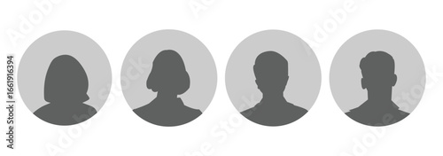 Men and women avatars set. Male and female silhouettes abstract people. User profiles badges. Unknown or anonymous persons. Vector illustration
