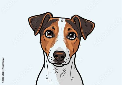 Close-up portrait of a Jack Russell Terrier.