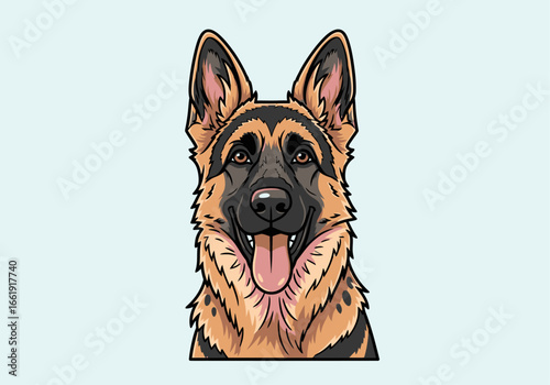 Close-up portrait of a German Shepherd dog.