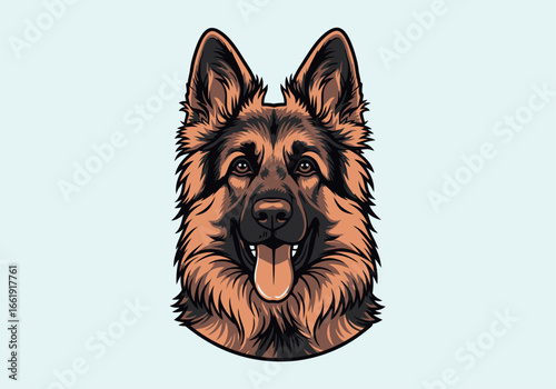 Detailed illustration of a German Shepherd dog's head, showcasing its features.
