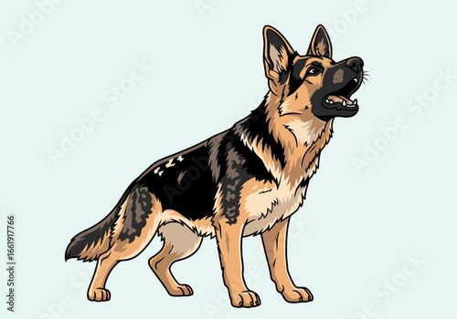 Side view of a German Shepherd dog illustration.