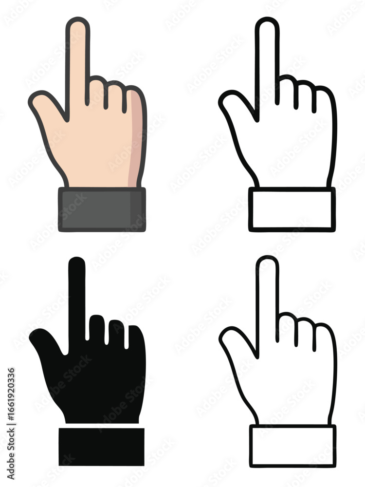 Obraz premium Four Hand Cursor Icons Showing Different Styles and Colors pointer click