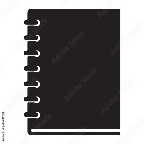 Black Notebook Vector Icon with Ring Binder for Note Taking and Creative Writing Projects Minimalist Design Style for Education and Business