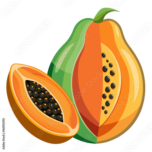 papaya on white background