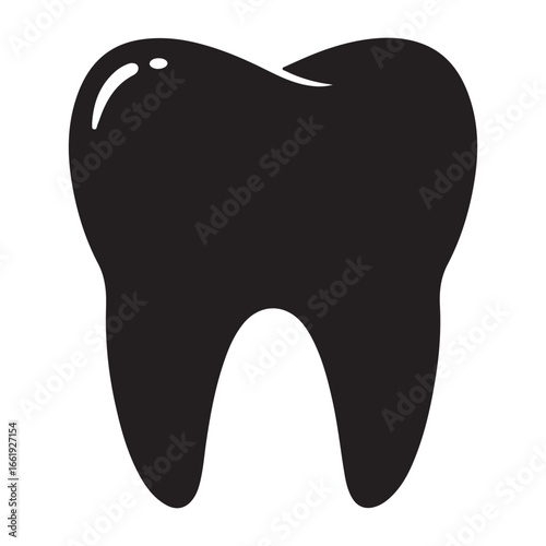 Black Tooth Illustration for Dental Health Awareness and Healthcare Campaigns Promoting Oral Hygiene and Professional Dentistry Services a Bold Silhouette