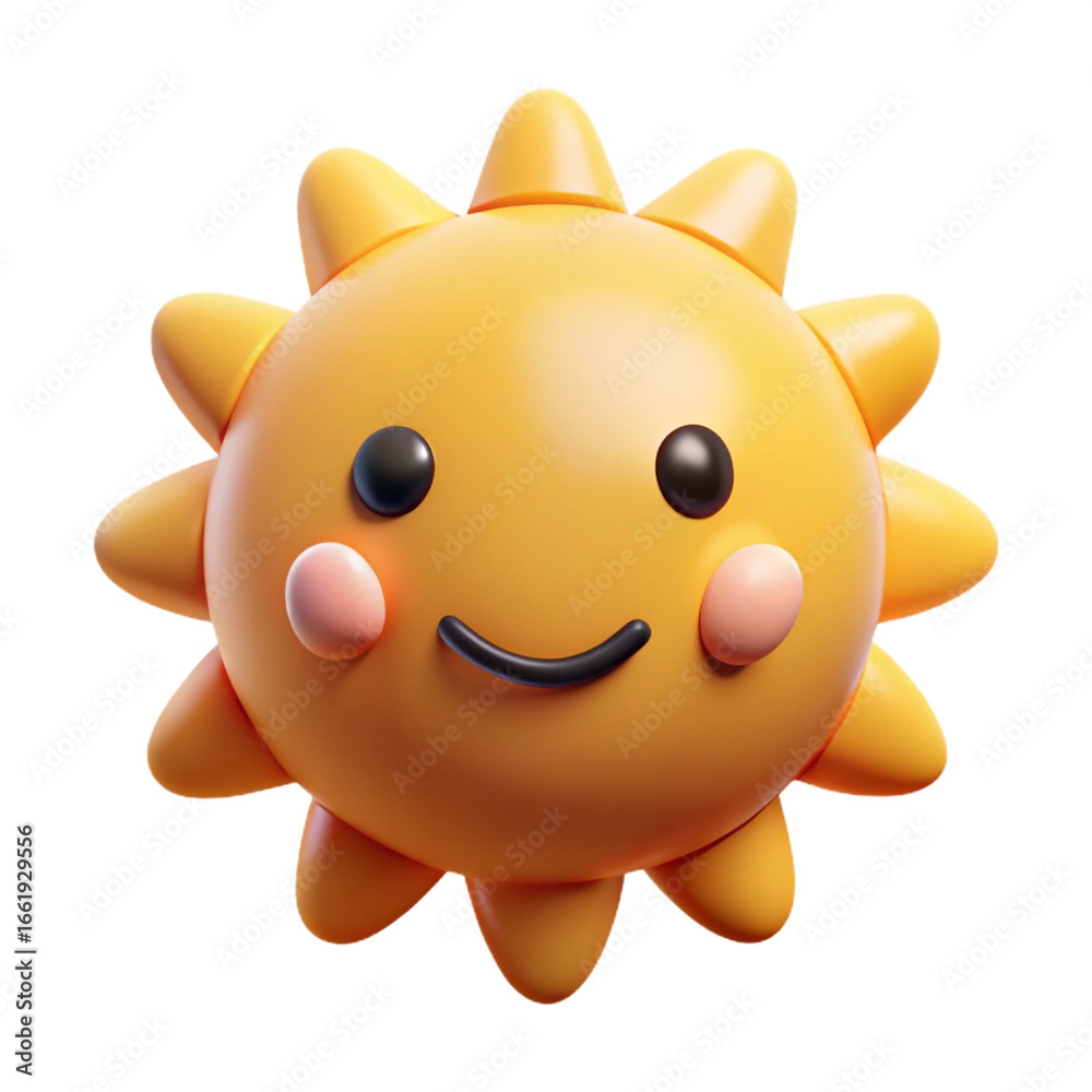 Naklejka premium A happy cartoon sun with a smiling face isolated on transparent background