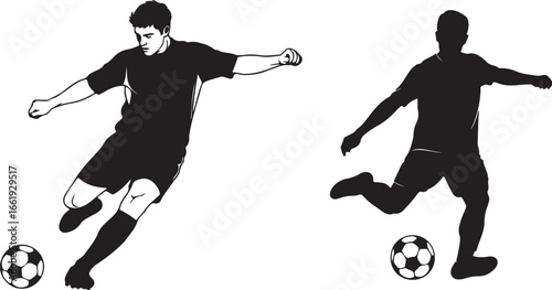 soccer player silhouette Soccer Player Kicking Ball Silhouette