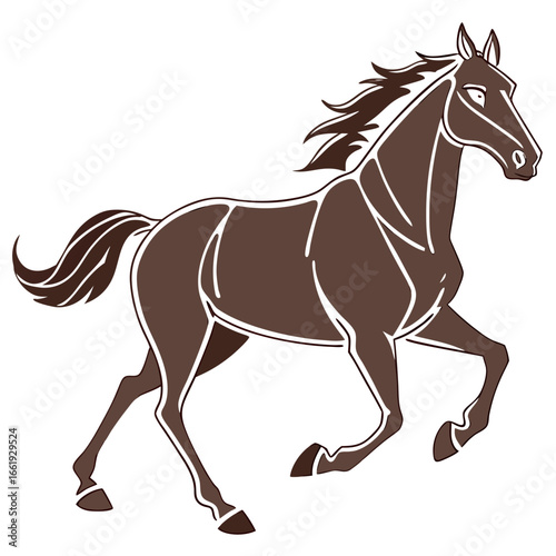 Elegant horse trotting in a field