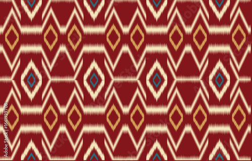 Ethnic abstract ikat art. Aztec ornament print. geometric ethnic pattern seamless  color oriental.  Design for background ,curtain, carpet, wallpaper, clothing, wrapping, Batik, vector illustration.